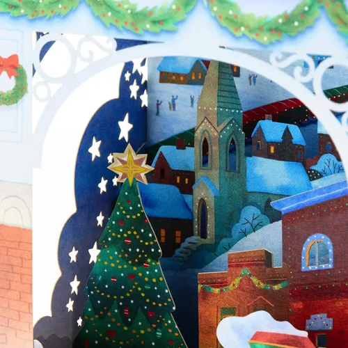 Vista 4 de Hallmark Paper Wonder - Tarjeta de Navidad desplegable (tren de Navidad)
