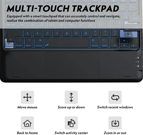 Vista 4 de Funda de teclado retroiluminada con panel táctil para Honor Pad 8 de 12 pulgadas 2022 (HEY-W09), funda inteligente liviana y delgada con soporte