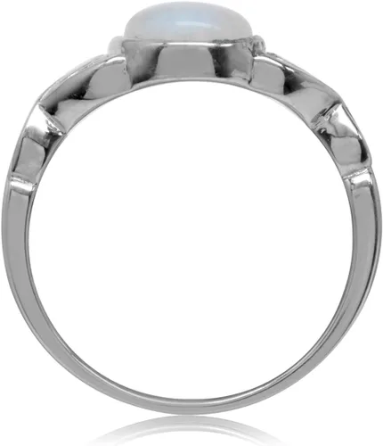 Vista 4 de Silvershake Anillo solitario de plata de ley 925 con piedra lunar natural de 0.27., plata, 7.5, RN0092995-7.5-SilverShake
