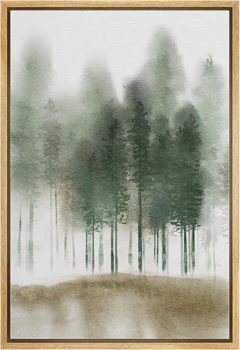 Vista 14 de SIGNWIN Lienzo enmarcado para pared, decoración de guardería de bosques, pájaros voladores, acuarela, montaña, bosque, naturaleza, arte moderno