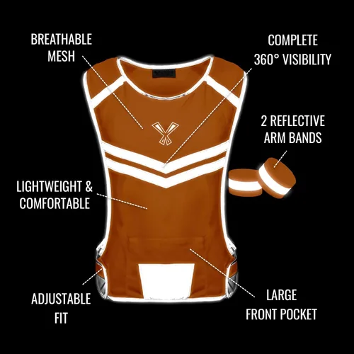 Vista 4 de Reflective Running Vest with Pocket & 2 Bands, High-Visibility