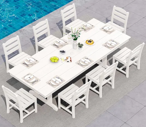 Vista 12 de SERWALL Outdoor 84" HDPE Rectangular Dining Table for 6-8,All-Weather,Aruba