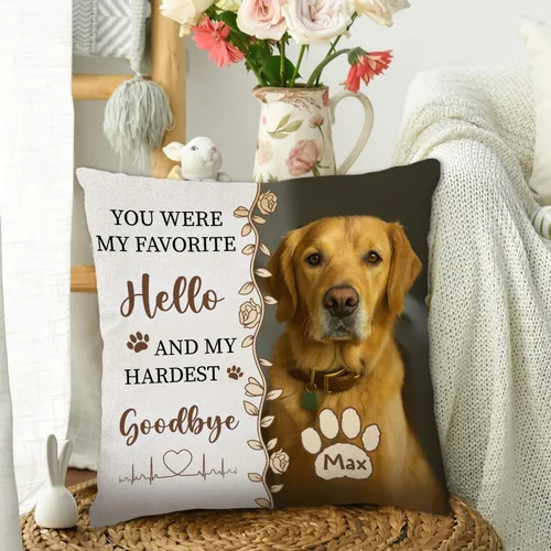 Vista 5 de Funda de almohada conmemorativa personalizada para mascotas, regalos conmemorativos para perros, gatos con nombre y foto personalizados, regalo