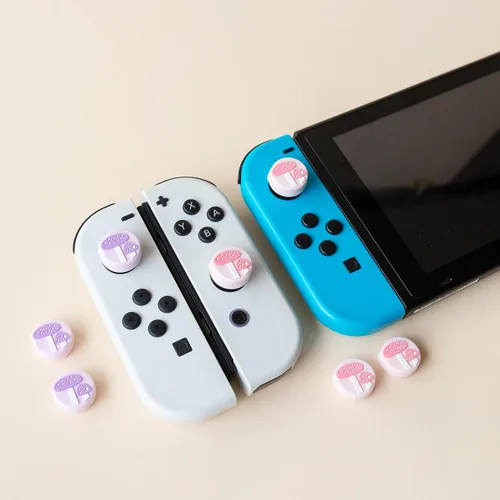 Vista 3 de Ocanblu - Bonitas tapas de agarre de pulgar de hongo, compatibles con Nintendo SwitchSwitch OLEDSwitch Lite, tapas de silicona suave para joystick