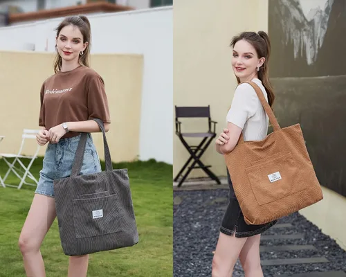 Vista 7 de Makukke Corduroy Totes Bag Women - Shoulder Hobo Bag Handbags Crossbody Bag Big Capacity Shopping Purses