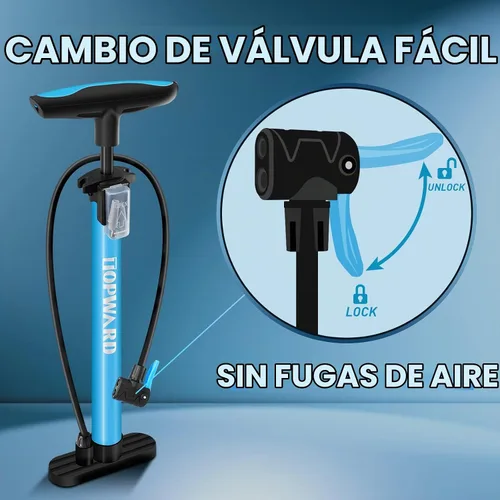 Vista 9 de Topward Bomba de neumáticos de bicicleta portátil, bomba de aire de mano para pelotas de ejercicio de bicicleta, inflables, se adapta a válvulas