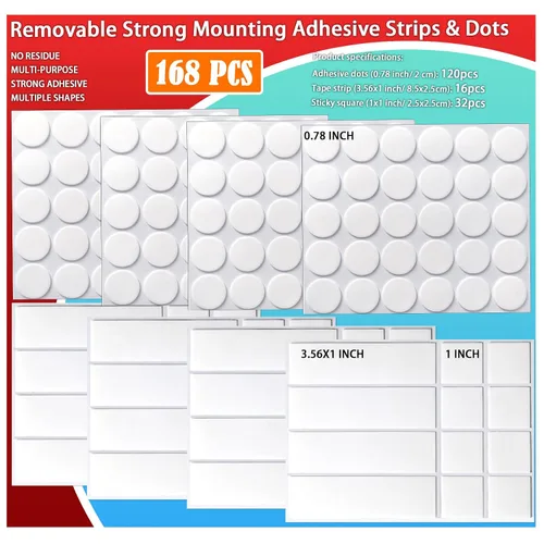 Vista 3 de Double Sided Sticky Tape, No Glue Residue Removable Stickers for Walls