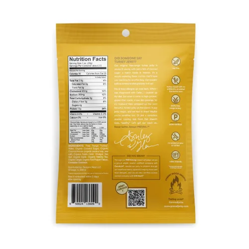 Vista 2 de Charqui de pavo de pastoreo, de PREVAIL - ¡Bajo en sodio y sin gluten! Paquete de (3) bolsas Nuestro charqui gourmet está certificado paleo