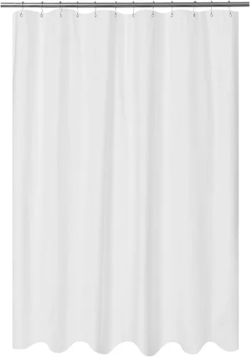 Vista 17 de Forro de cortina de ducha en relieve de microfibra para cabina de 48 x 72 pulgadas, cortina de baño de tela suave lavable y repelente al agua, Blanco