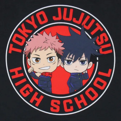 Vista 6 de Bioworld Jujutsu Kaisen - Pijama para mujer Tokyo Jujutsu High School Yuji Itadori y Megumi Fushiguro Raglan Jogger Pijama Conjunto