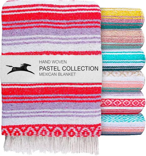 Vista 20 de El Paso Designs – Manta mexicana de yoga – 51 x 74"– Colorida manta de estudio mexicano Falsa – ideal para yoga, camping, picnic, playa manta