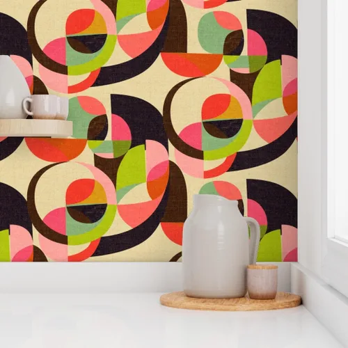 Vista 8 de Spoonflower Mid Century Modern Peel and Stick Removable Wallpaper Roll 24" x 144" Retro Nostalgic Earth Tones Geometric Self-adhesive