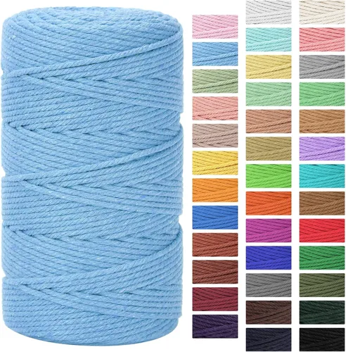 Vista 16 de Cordón de macramé 3mm x 300m Cuerda de macramé 100% algodón natural Cordón de algodón trenzado de 4 hebras para manualidades DIY, adornos