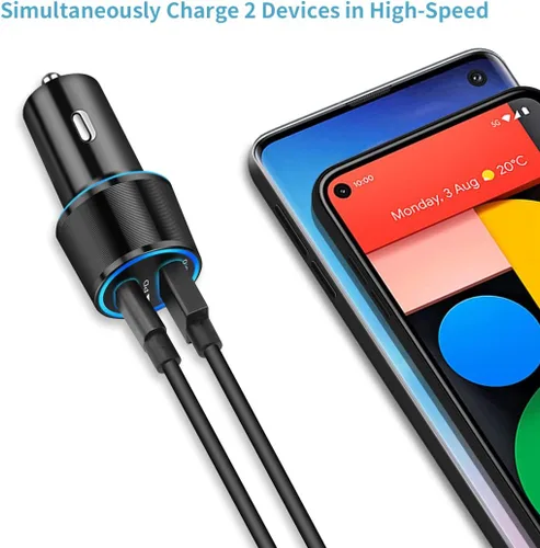 Vista 4 de Cargador de coche rápido tipo C para iPhone 17 Pro Max/16/15, Samsung Galaxy S26/S25, Google Pixel 10/9 Android Phone Car Plug Adapter, cargador