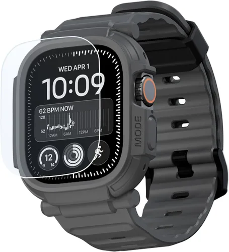 Vista 11 de elkson Funda con Correa para Apple Watch Ultra de 49mm 3/2/1 con Protector de Pantalla de Vidrio Templado, Serie Quattro Pro Resistente para Correa