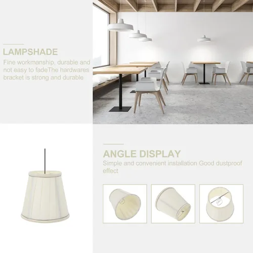 Vista 6 de Beaupretty Pantalla de lámpara pequeña para lámparas de mesa y luz de pie con clip de repuesto para pantalla de tela, cubierta de luz, color beige