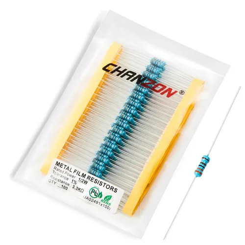 Vista 81 de Chanzon 100pcs 1/2W (0.5W) 1 Ω ohmios Resistencia fija de película metálica 0.01 ±1% Tolerancia 1R MF Orificio pasante Resistencias limitadoras
