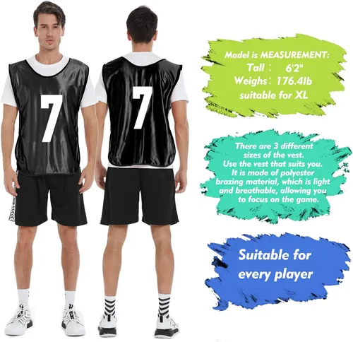 Vista 4 de Scrimmage - Chaleco de entrenamiento (12 unidades) para deportes de equipo, camisetas para adultos y jóvenes, baberos de fútbol, camisetas