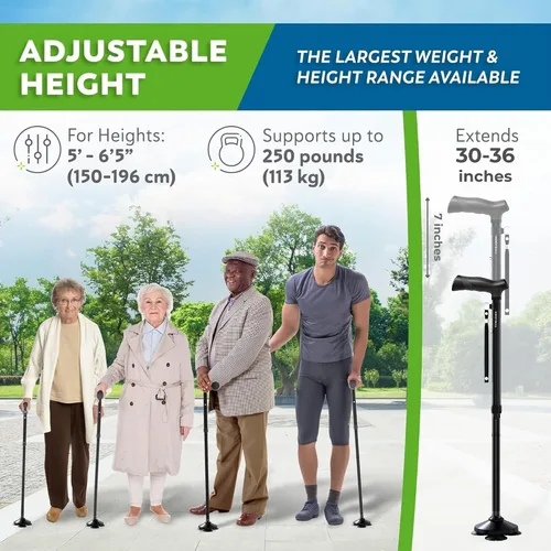 Vista 7 de HONEYBULL Bastón plegable para hombres y mujeres, plegable, ajustable, resistente, de pie, todo terreno, plegable para personas mayores y adultos