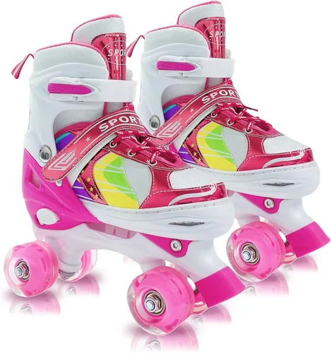 Vista 8 de Adjustable Kids Roller Skates for Girls and Boys Ages 3-5 5-8 8-12, All 8 Wheels of Girl's Skates Shine, Safe and Fun Illuminating for Outdoor