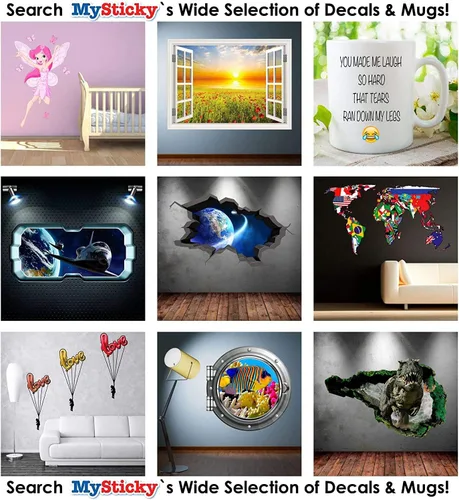 Vista 9 de Calcomanía de pared de graffiti con borde de hormigón profundo, calcomanía de vinilo personalizada (MYS107-S)
