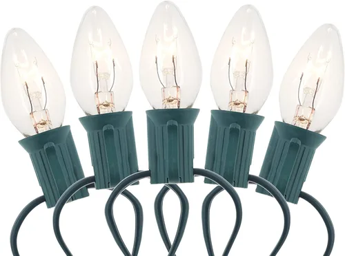Vista 7 de Creative Hobbies Cadena de luces de Navidad multicolor de 25 pies con bombillas incandescentes C7 - Luces clásicas de decoración navideña