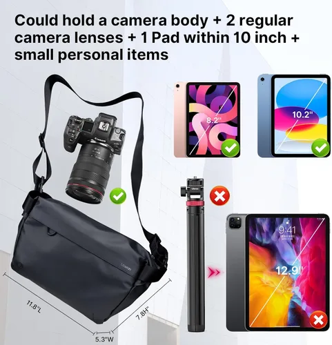 Vista 5 de ULANZI Bolsa de Hombro Versátil para Cámara, Bolsa de Mensajero para Fotografía y Viaje, Bolsa de Accesorios Portátil, Elegante Bolsa de Cruz