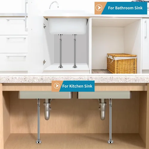 Vista 7 de 2 soportes de fregadero ajustables para montaje inferior, soporte de fregadero de acero inoxidable, sistema de instalación y reparación sin taladros
