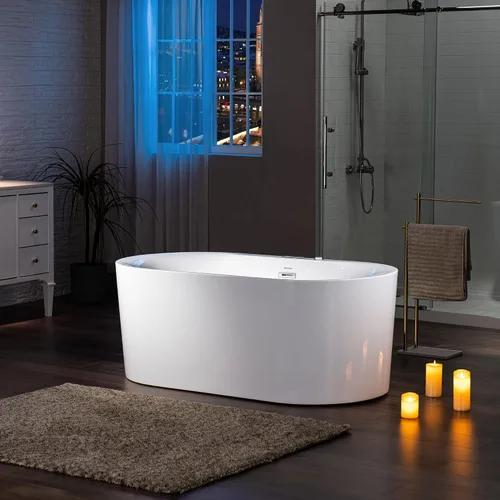 Vista 15 de WOODBRIDGE 59" × 31-1/2" Hidromasaje compacto y aire, bañera de remojo climatizada Whirlpool & Air Bubble Jets (16 Jets), Adjustable Air Blower