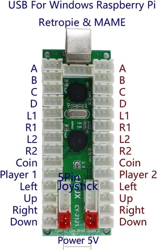 Vista 4 de 2 Jugadores Arcade Juego DIY Kit Botón LED Zero Delay USB Encoder 2 Jugadores Teclado Mecánico Interruptor Arcade Joystick Controlador PC Raspberry