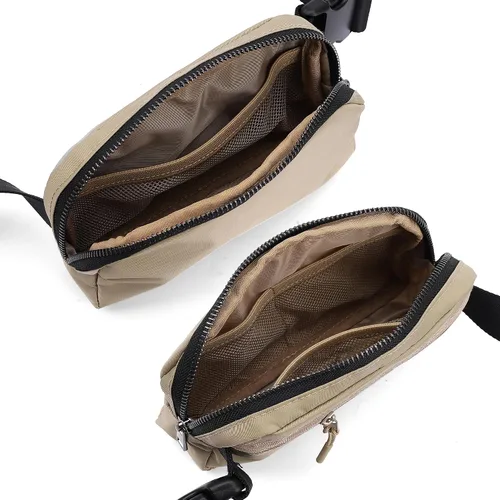 Vista 3 de ZPN Mini riñonera cruzada para mujer y hombre, Caqui