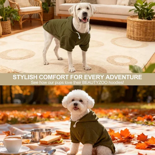 Vista 6 de BEAUTYZOO - Sudadera con capucha para perros con agujero para correa y bolsillo, suéteres para perros pequeños, medianos y grandes, niños y niñas