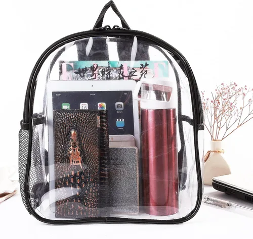 Vista 8 de Mini mochila transparente aprobada para estadios mochila transparente resistente para conciertos viajes de seguridad y estadio Negro 126-Mini