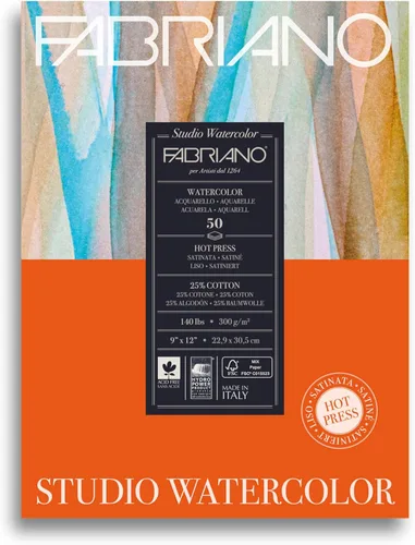 Vista 10 de Fabriano Studio Papel de acuarela, prensa caliente, 8 x 10 pulgadas, 40 kg, 20 hojas
