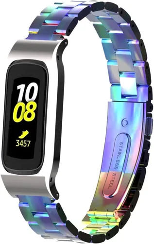 Vista 21 de Correa de reloj de metal compatible con Samsung Galaxy Fit2 SM-R220 de acero inoxidable con marco protector de caja de repuesto para Fit 2 SM-R220