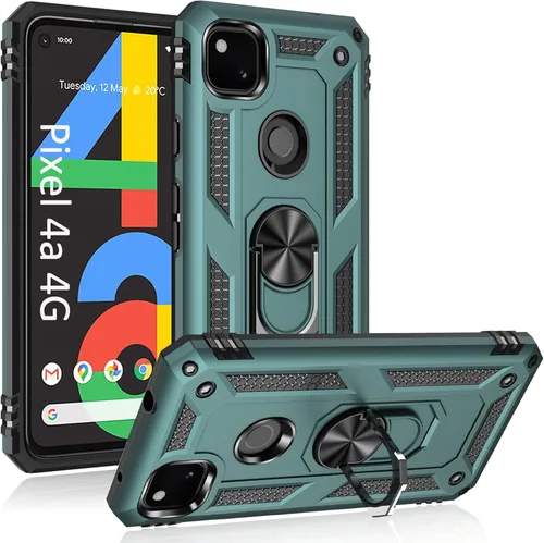 Vista 7 de ADDIT Funda 4A 4G para Google Pixel 4a 4G, con anillo de soporte, soporte ajustable, grado militar, protección resistente, a prueba de golpes