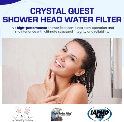 Vista 2 de Crystal Quest Filtro de ducha con cabeza, filtro de cabezal de ducha para agua dura, filtro de agua de ducha que elimina cloro, cloraminas