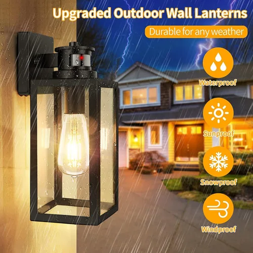 Vista 5 de Paquete de 2 luces para exteriores con sensor de movimiento, lámparas de pared actualizadas del atardecer al amanecer, luces de pared con sensor