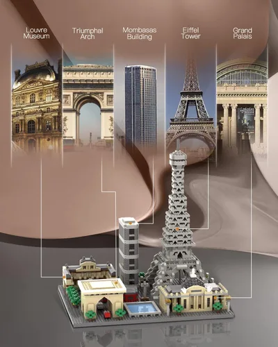 Vista 6 de dOvOb Architecture Paris Skyline Juego de Construcción de Micro Mini Bloques, 2324 Piezas de Ladrillos, Kit de Modelo de Colección de Rompecabezas