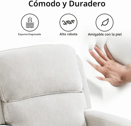 Vista 5 de EBELLO Juego de sofá reclinable manual para sala de estar, sofá reclinable de tela suave para sala de reuniones, respaldo y apoyabrazos acolchados