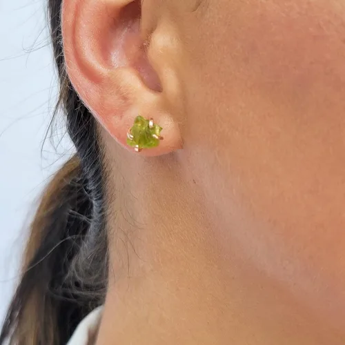 Vista 75 de Aretes de piedra preciosa natural en bruto con oro rosa sobre plata de ley 925, 6 a 0.276 in, regalo de piedra de nacimiento de calidad genuina