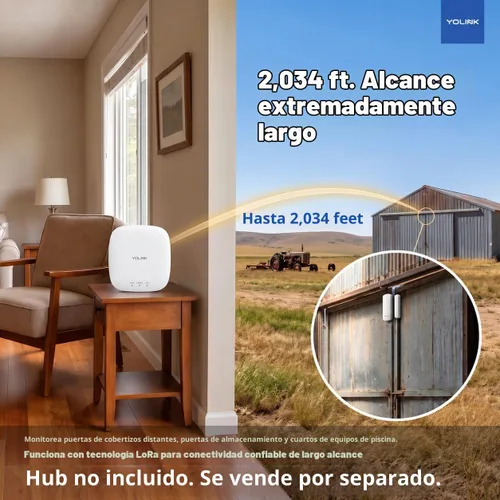 Vista 4 de YoLink Sensor inteligente de puerta y ventana LoRa: alcance al aire libre de hasta 1/4 de milla, recordatorios de puerta dejada abierta, hasta 5