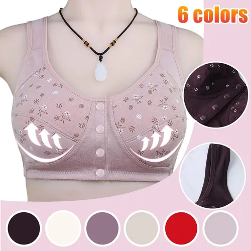 Vista 5 de Sujetador de mujer de figura completa sujetador básico de belleza sin varillas soporte de elevación con estampado floral cierre frontal ropa