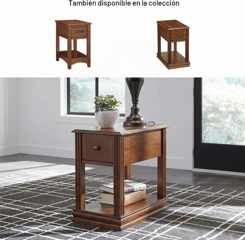Vista 9 de Signature Design by Ashley Breegin - Mesa auxiliar tradicional de madera, color marrón
