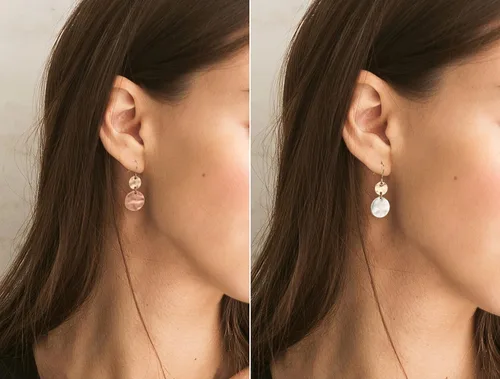 Vista 9 de Paquete de 2 aretes ligeros con disco bohemio para mujer