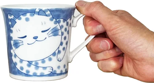 Vista 4 de Taza de cerámica japonesa con caja de regalo, serie de tazas de té Nekochigura, 10 onzas líquidas, taza de café japonesa Yunomi Pottery, taza
