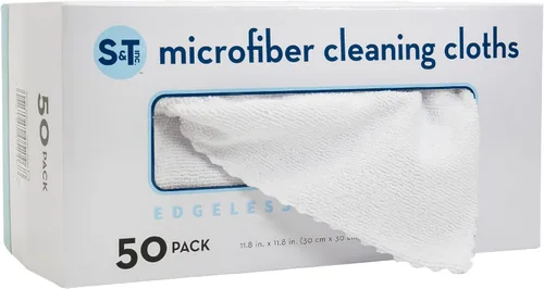 Vista 10 de S&T INC. Paño de limpieza de microfibra, paquete de 50, 11.8 x 11.8 pulgadas, beige Storage Box Included, Edgeless Cleaning Cloth for Home and