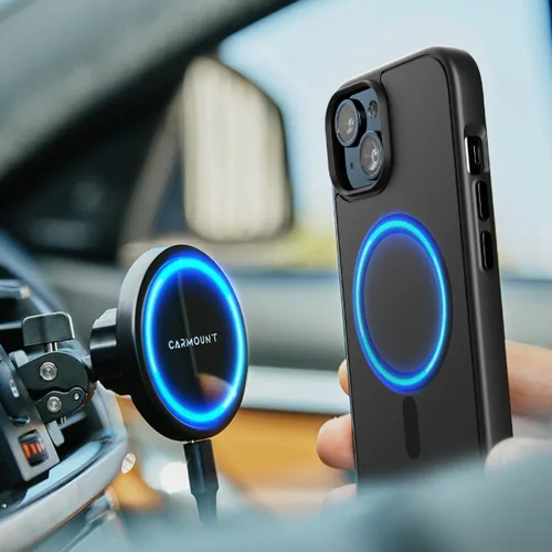 Vista 4 de ENCASED MAG - Juego de cartera, diseñado para iPhone 15 con tarjetero - Diseño magnético extraíble, negro mate (compatible con MagSafe)