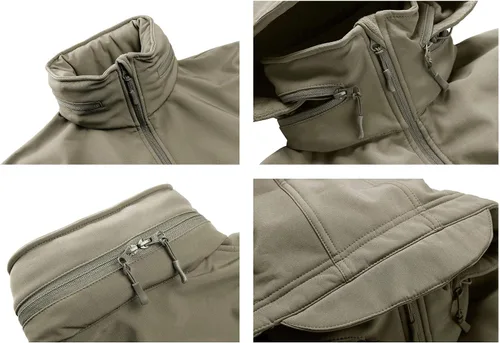 Vista 2 de MAGCOMSEN - Chaqueta táctica para hombre de invierno con forro polar y bolsillos múltiples para esquiar impermeable forrada