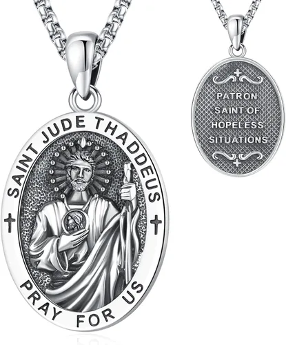 Vista 9 de Collar de San Patrono de Plata de Ley 925 St 01-Virgen María-Oro